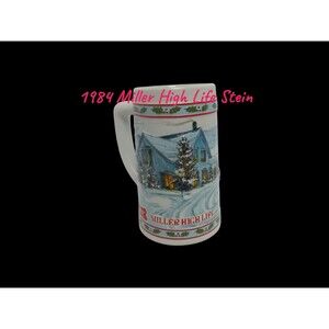 VINTAGE 1984 MILLER HIGH LIFE  WINTER HOLIDAY BEER STEIN (LIMITED EDITION)